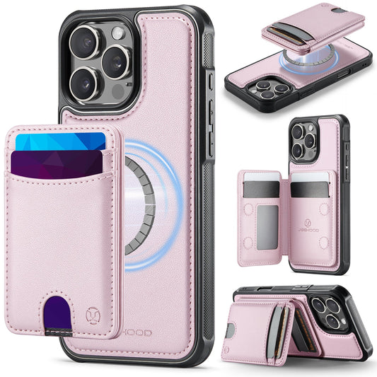 New 2-in-1 RFID Blocking Card Holder Leather Phone Case for iPhone 16 Pro