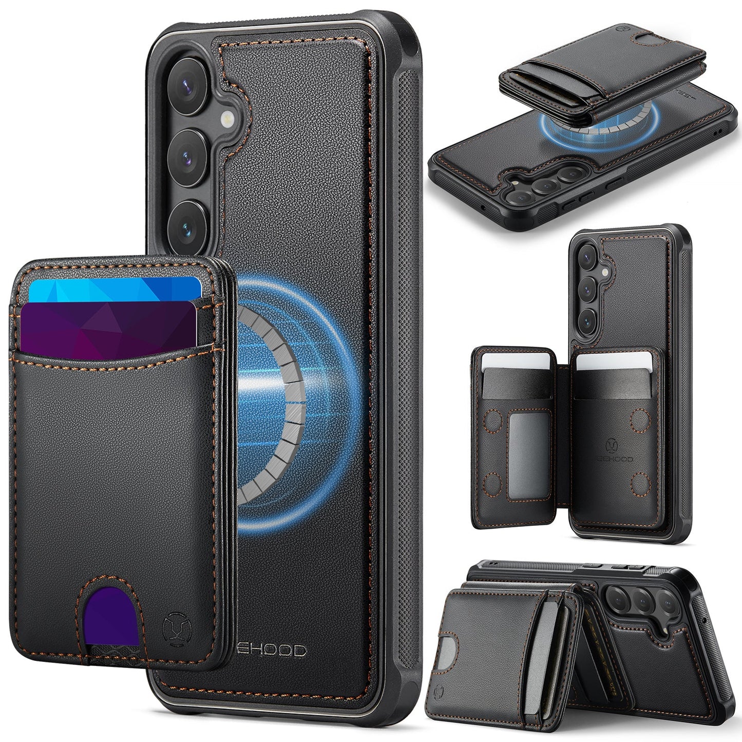 New 2-in-1 RFID Blocking Card Holder Leather Phone Case for Samsung Galaxy S23 FE