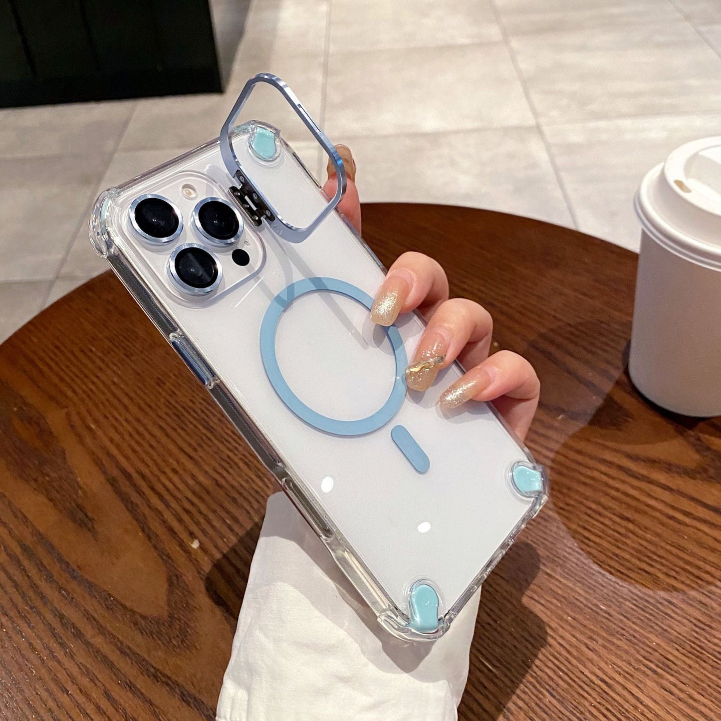 Magnetic Bracket Anti-drop with Lens Film Phone Case for iPhone