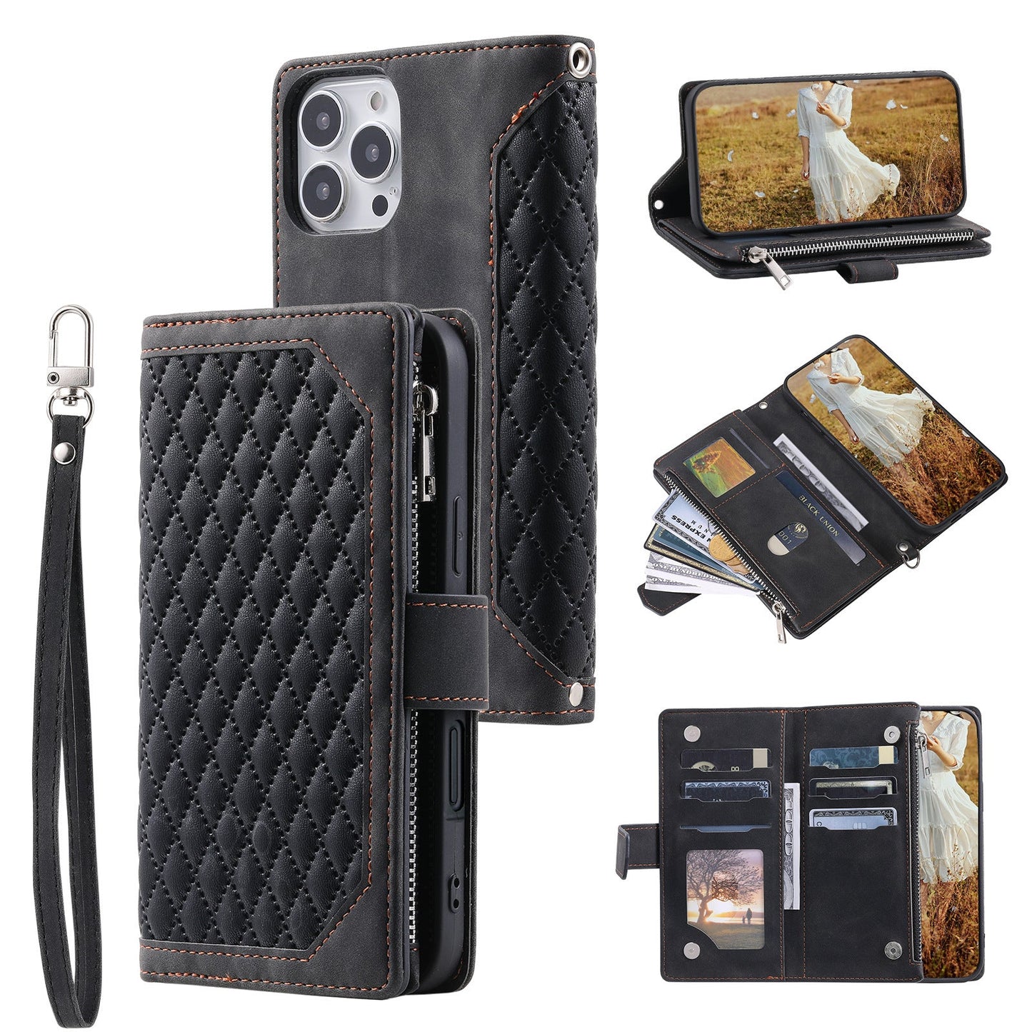 New Zipper Wallet Leather Phone Case for iPhone 16/16e/16 Pro/16 Plus/16 Pro Max