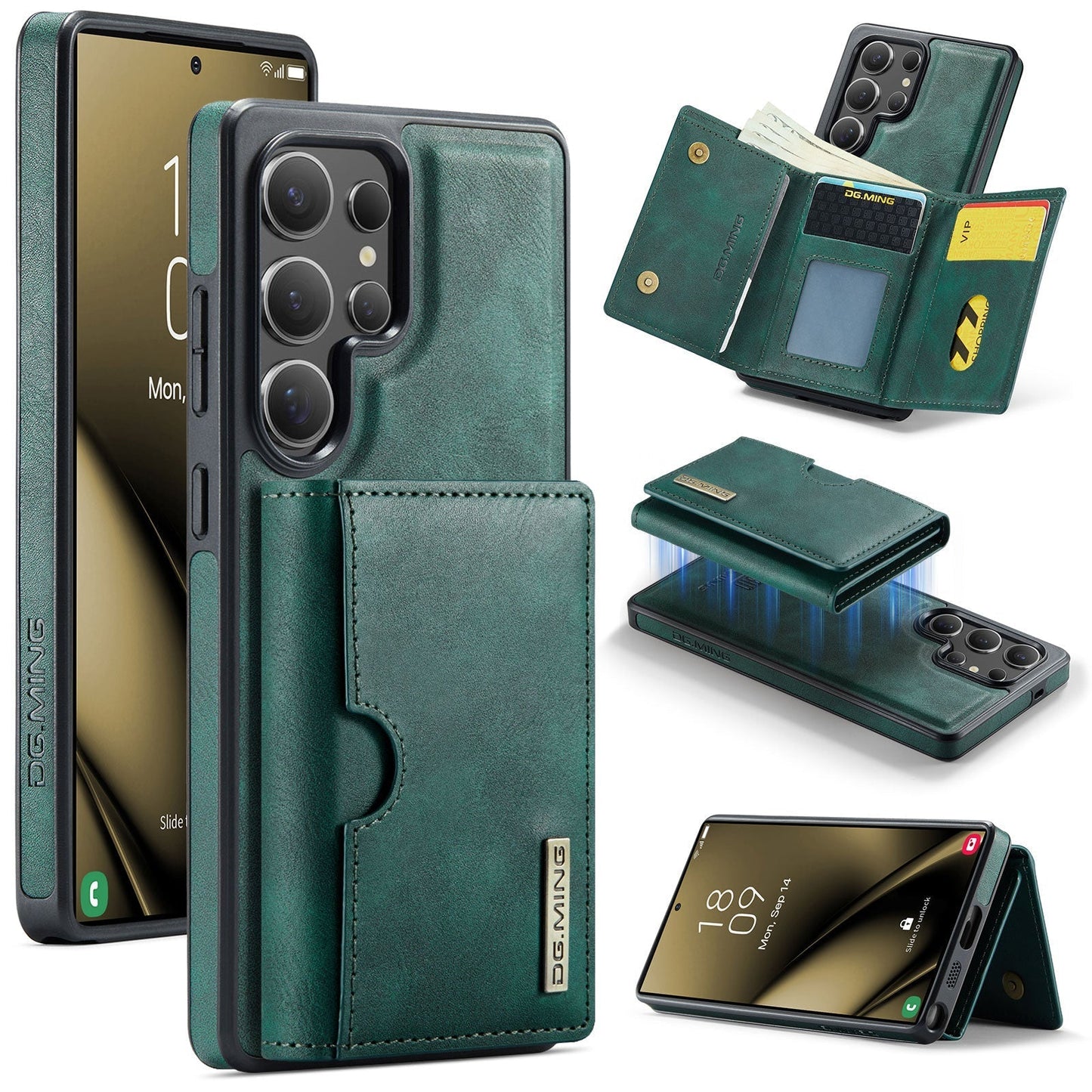 New 2-IN-1 RFID Blocking Wallet Card Holder Leather Phone Case for Samsung