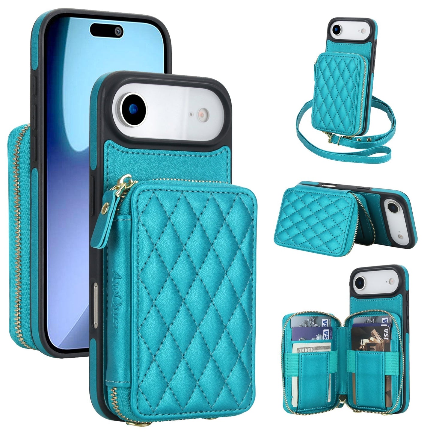 New RFID Blocking Crossbody Zipper Wallet Leather Phone Case for iPhone Air/17/17 Pro/17 Pro Max