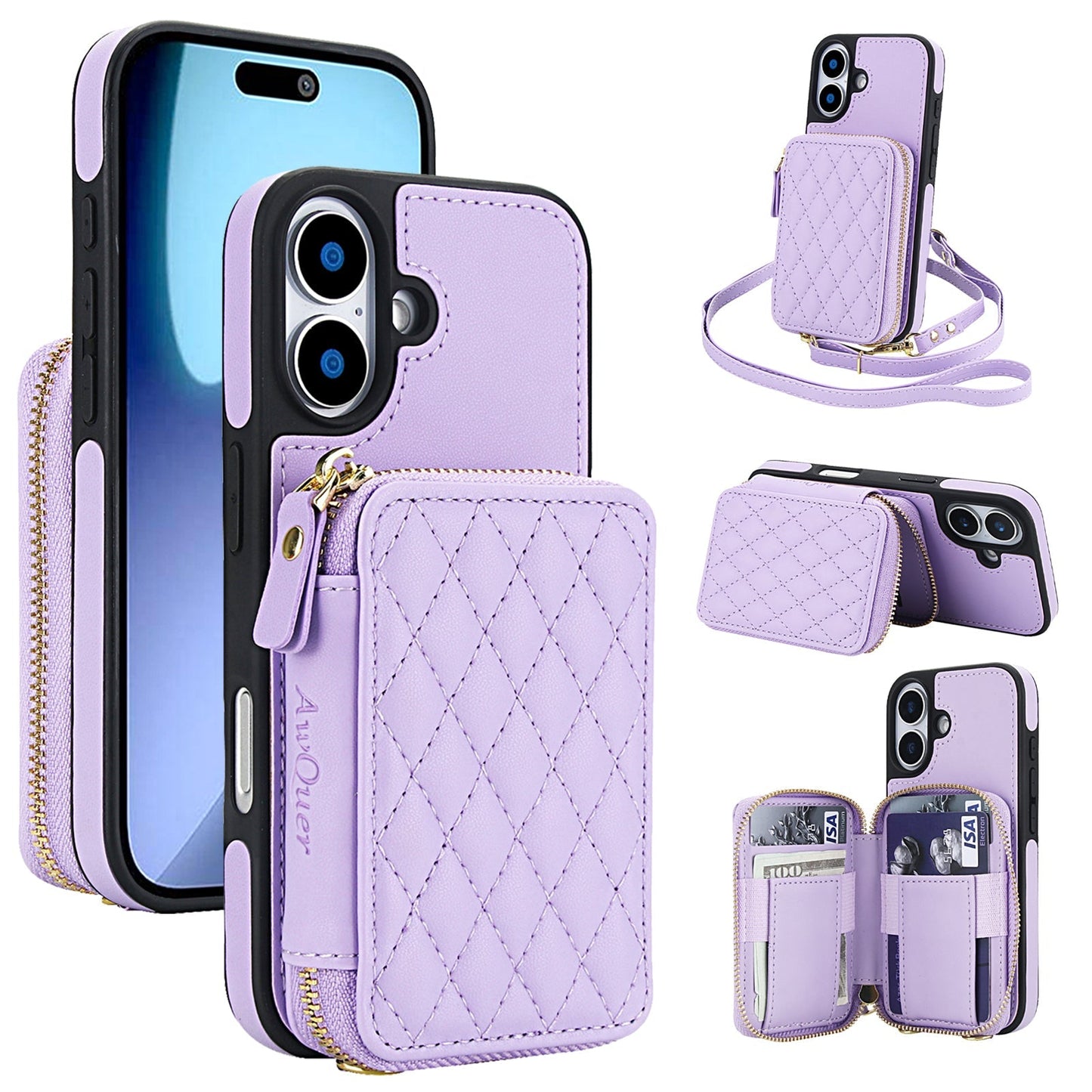 New RFID Blocking Crossbody Zipper Wallet Leather Phone Case for iPhone Air/17/17 Pro/17 Pro Max