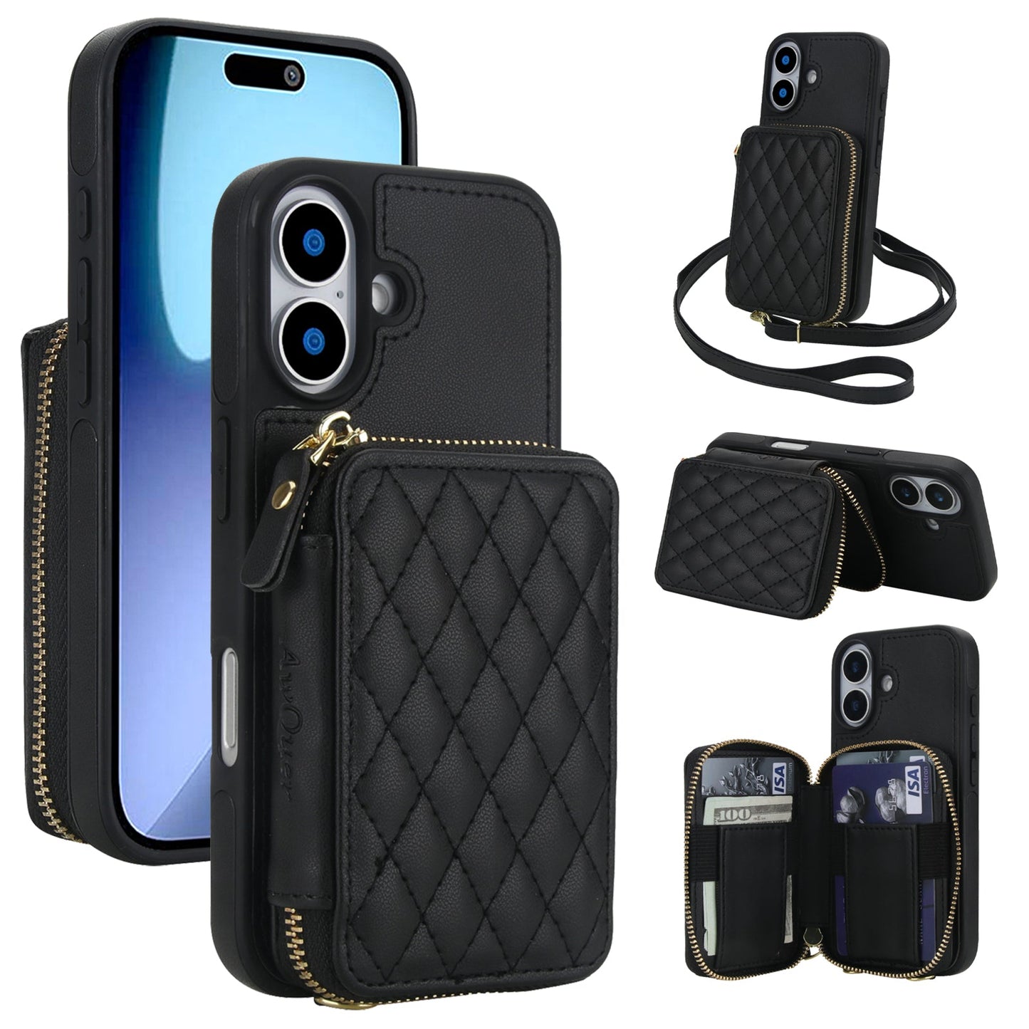 New RFID Blocking Crossbody Zipper Wallet Leather Phone Case for iPhone Air/17/17 Pro/17 Pro Max
