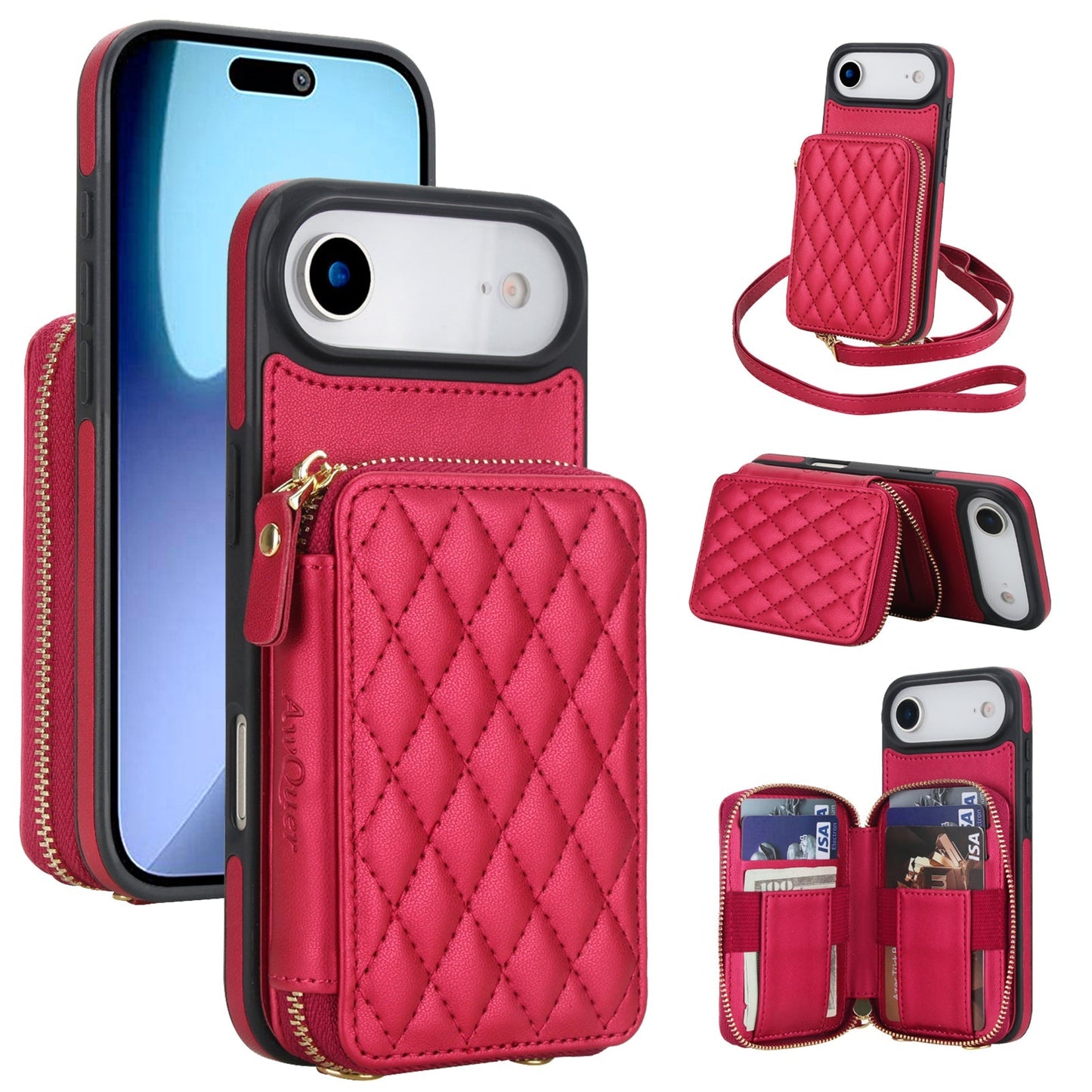 New RFID Blocking Crossbody Zipper Wallet Leather Phone Case for iPhone Air/17/17 Pro/17 Pro Max