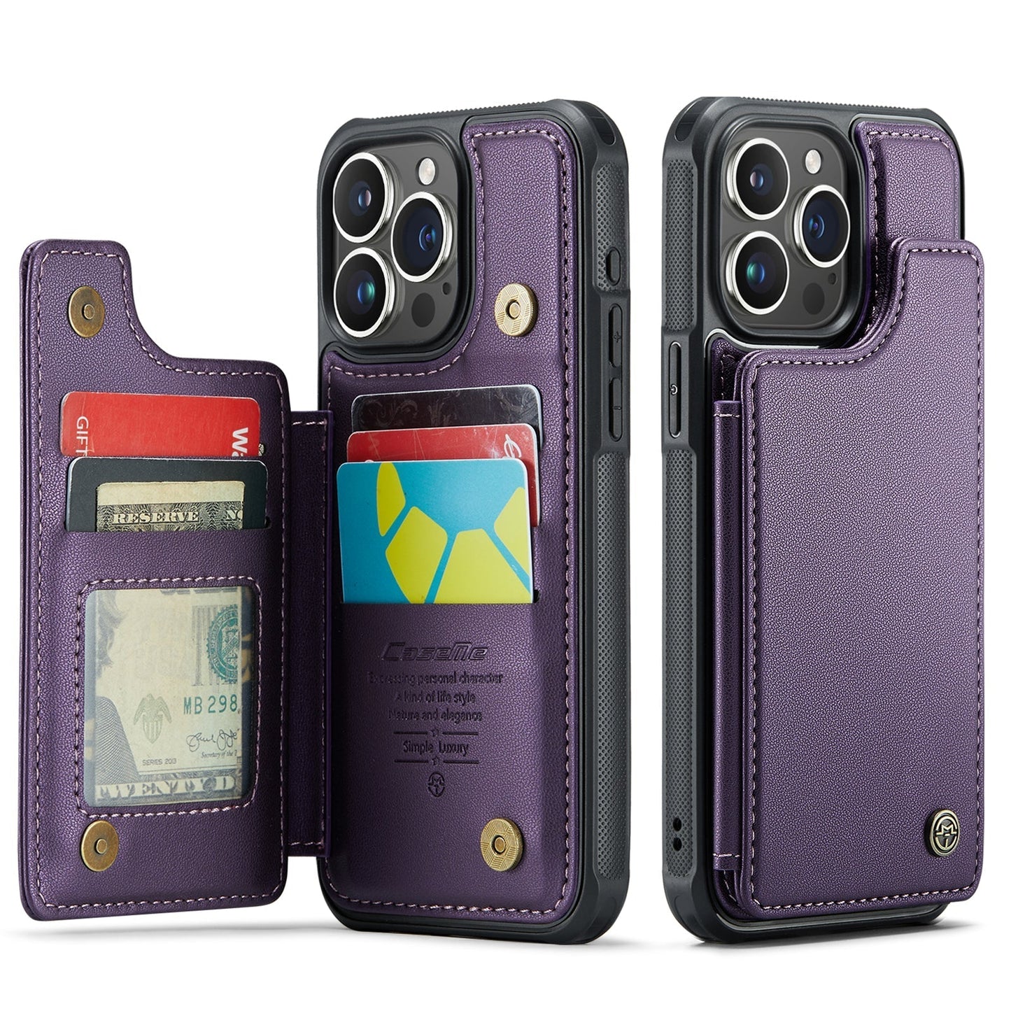 New RFID Blocking Card Holder Leather Phone Case for iPhone