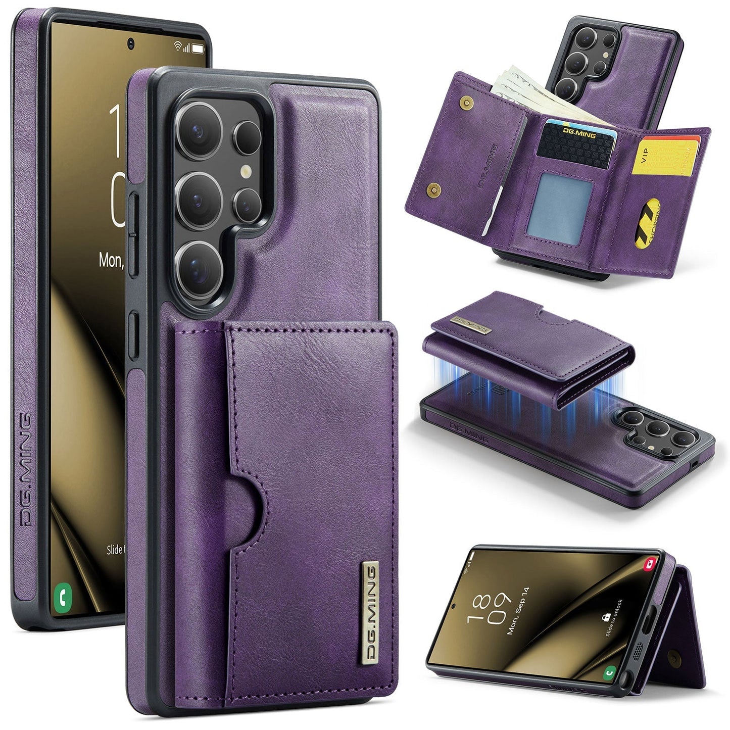 New 2-IN-1 RFID Blocking Wallet Card Holder Leather Phone Case for Samsung