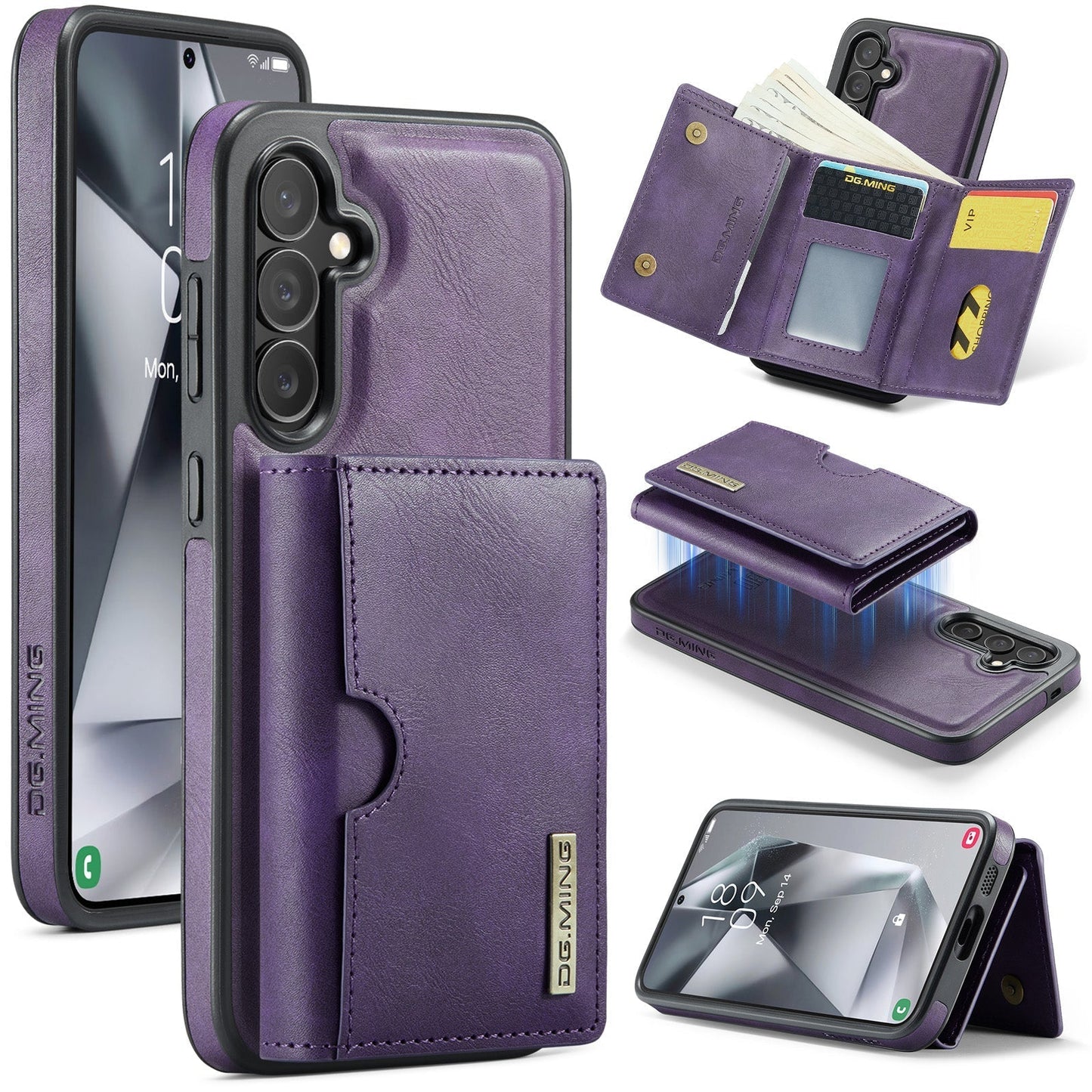 New 2-IN-1 RFID Blocking Wallet Card Holder Leather Phone Case for Samsung