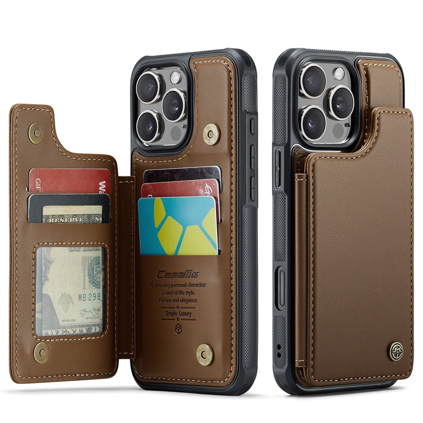 New RFID Blocking Card Holder Leather Phone Case for iPhone