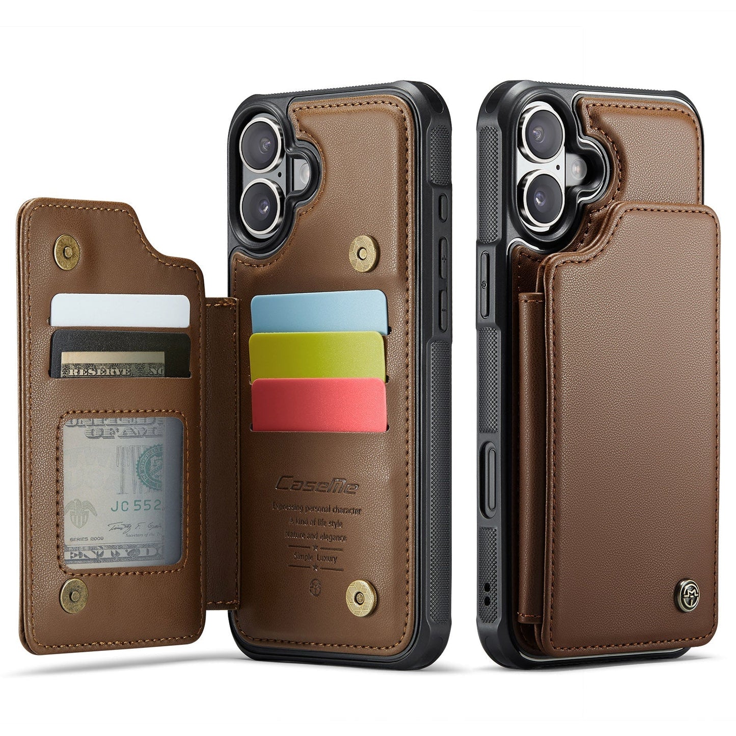New RFID Blocking Card Holder Leather Phone Case for iPhone