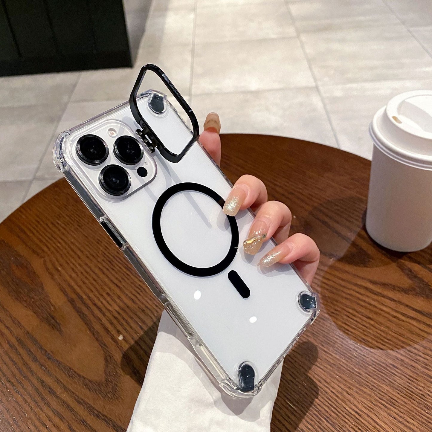 Magnetic Bracket Anti-drop with Lens Film Phone Case for iPhone