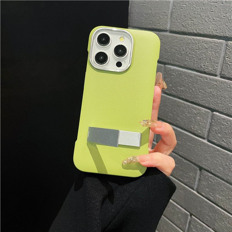 New Borderless Bracket Leather Phone Case for iPhone