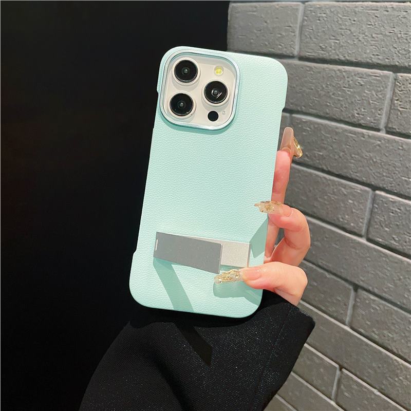 New Borderless Bracket Leather Phone Case for iPhone