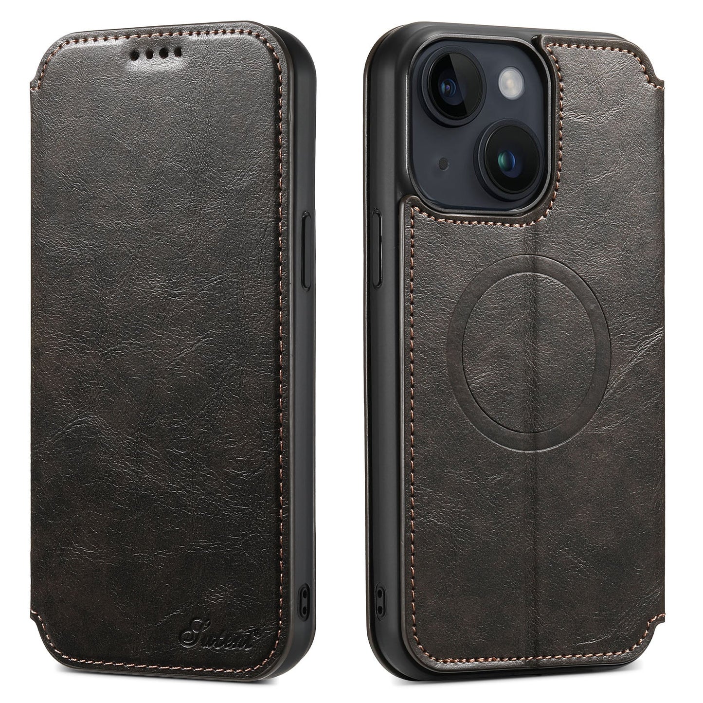 New Leather Card Holder Wireless Charging Phone Case for iPhone 16 Pro Max