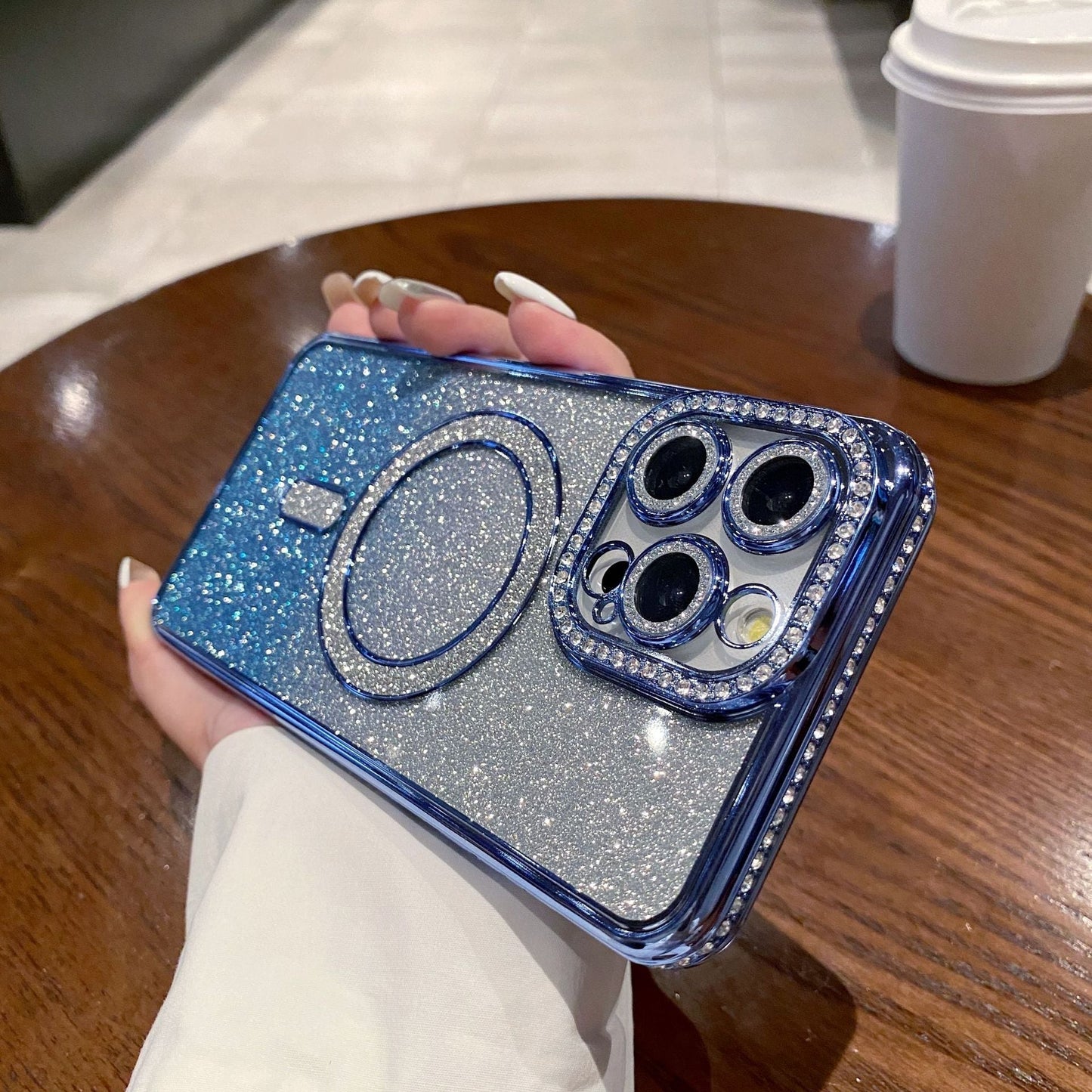 New Bling Bling Bling Glitter Lens Protector Magsafe Phone Case for iPhone