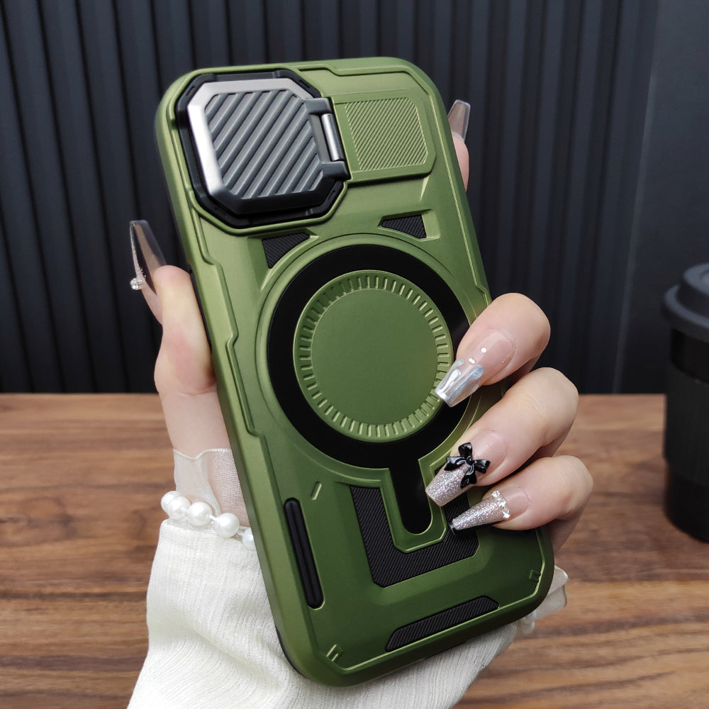 New Lens Bracket Magnetic Military Anti-Fall Phone Case for iPhone 16/16 Pro/16 Plus/16 Pro Max