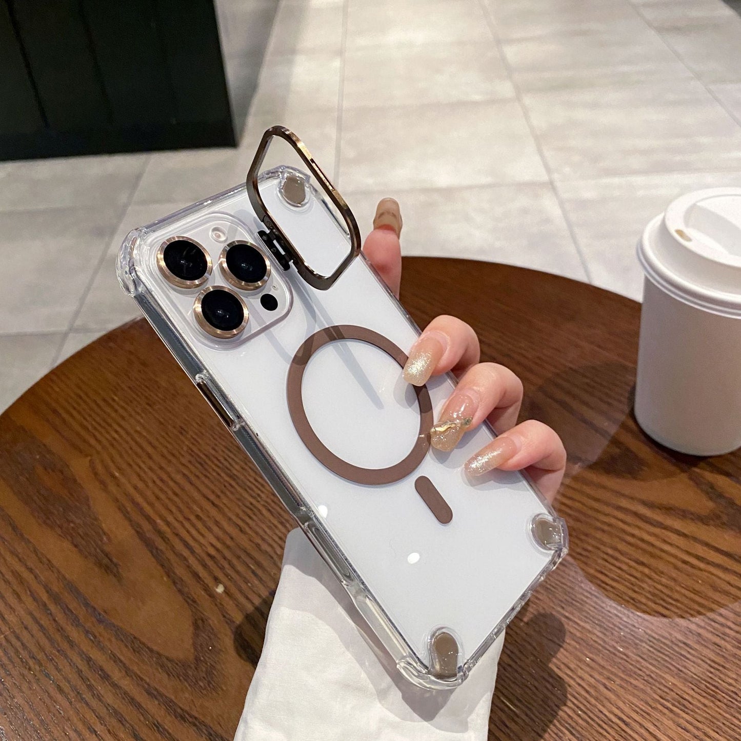 Magnetic Bracket Anti-drop with Lens Film Phone Case for iPhone