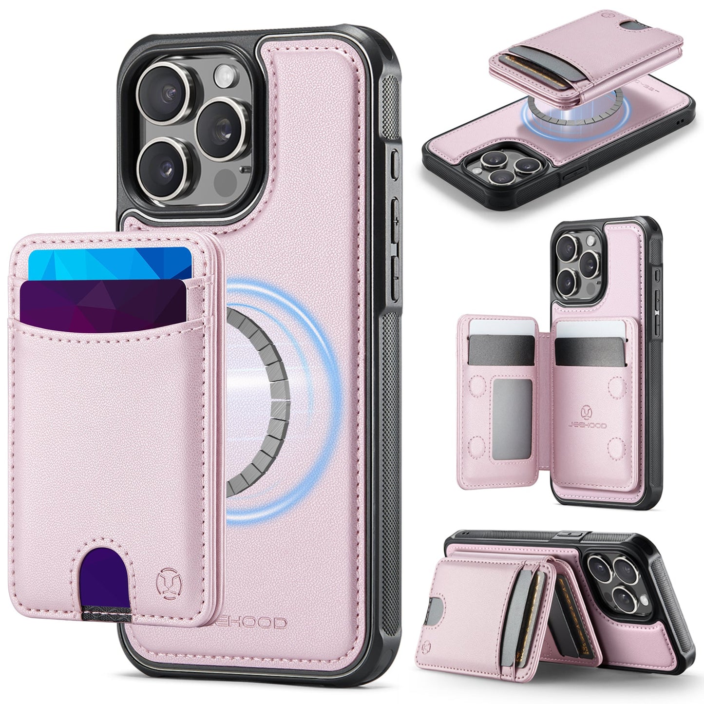 New 2-in-1 RFID Blocking Card Holder Leather Phone Case for iPhone 12 Pro Max