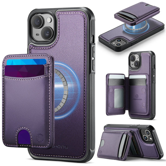 New 2-in-1 RFID Blocking Card Holder Leather Phone Case for iPhone 15 Plus