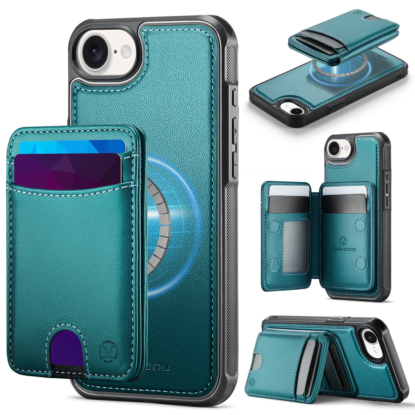 New 2-in-1 RFID Blocking Card Holder Leather Phone Case for iPhone 16e