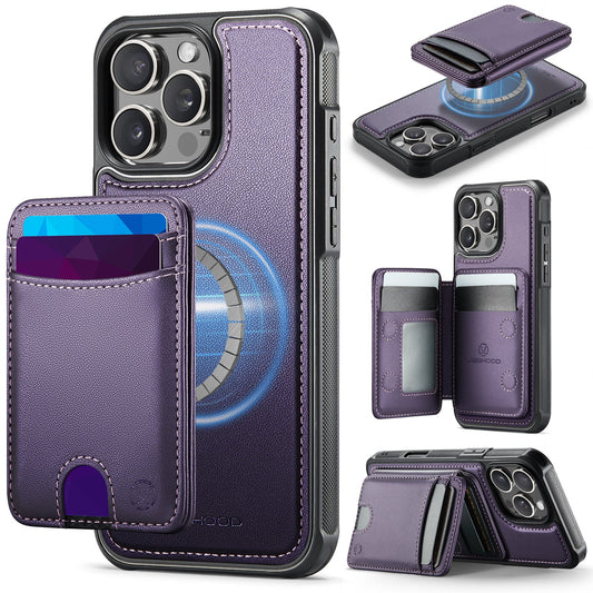 New 2-in-1 RFID Blocking Card Holder Leather Phone Case for iPhone 16 Pro Max