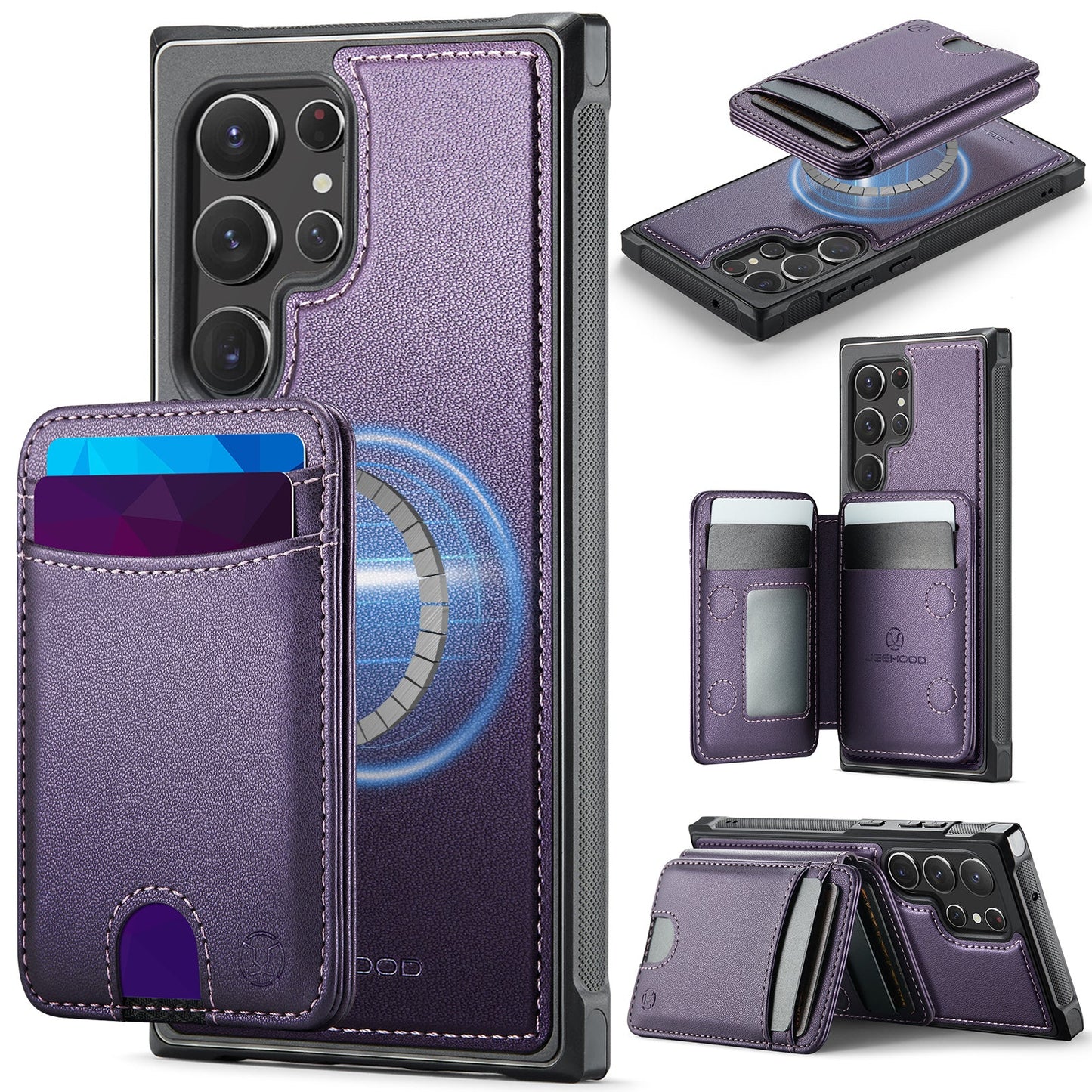 New 2-in-1 RFID Blocking Card Holder Leather Phone Case for Samsung Galaxy S22 Ultra