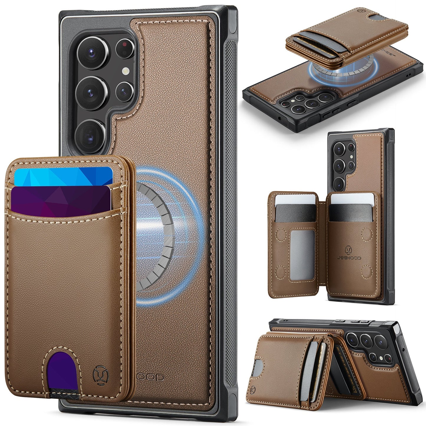 New 2-in-1 RFID Blocking Card Holder Leather Phone Case for Samsung Galaxy S22 Ultra