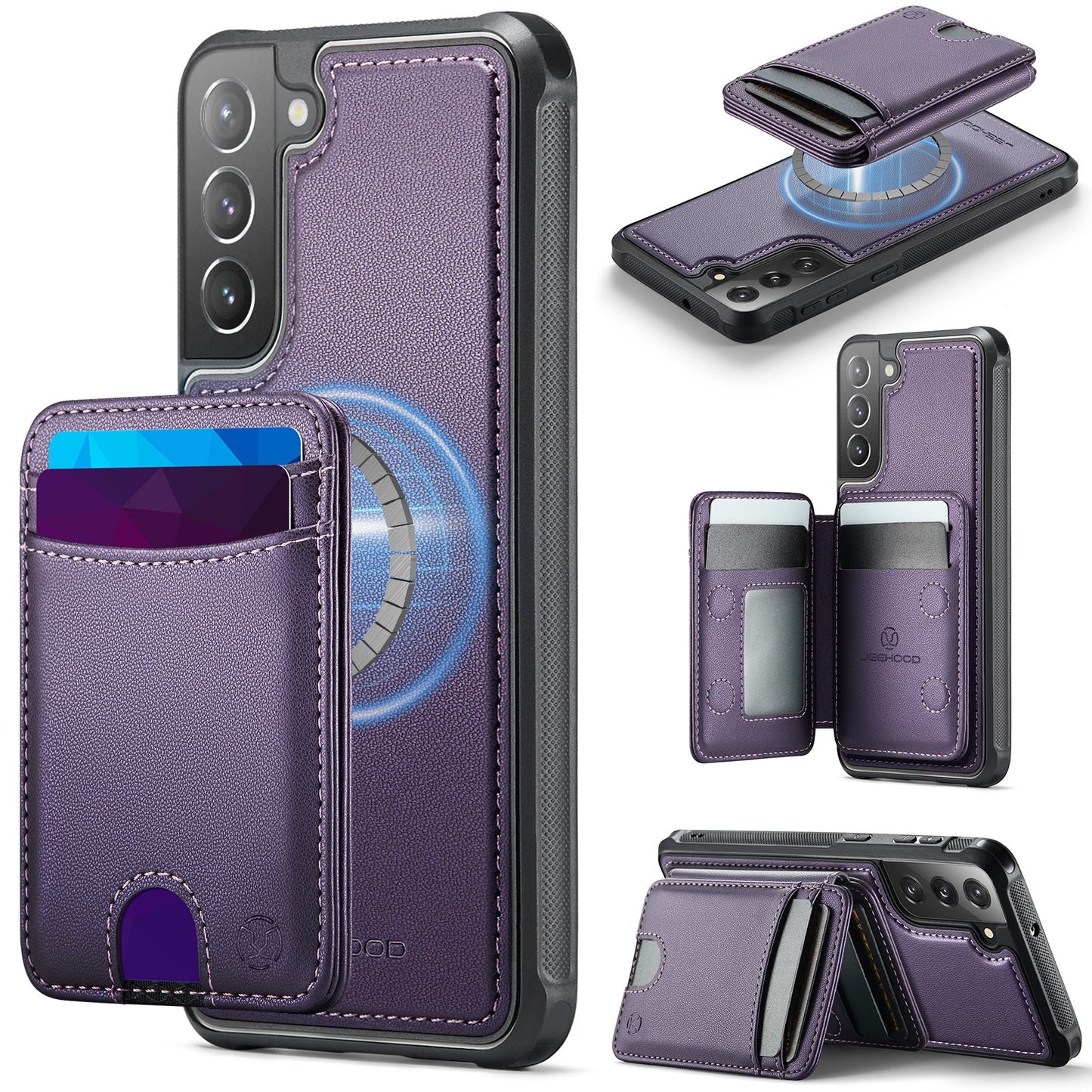 New 2-in-1 RFID Blocking Card Holder Leather Phone Case for Samsung Galaxy S22