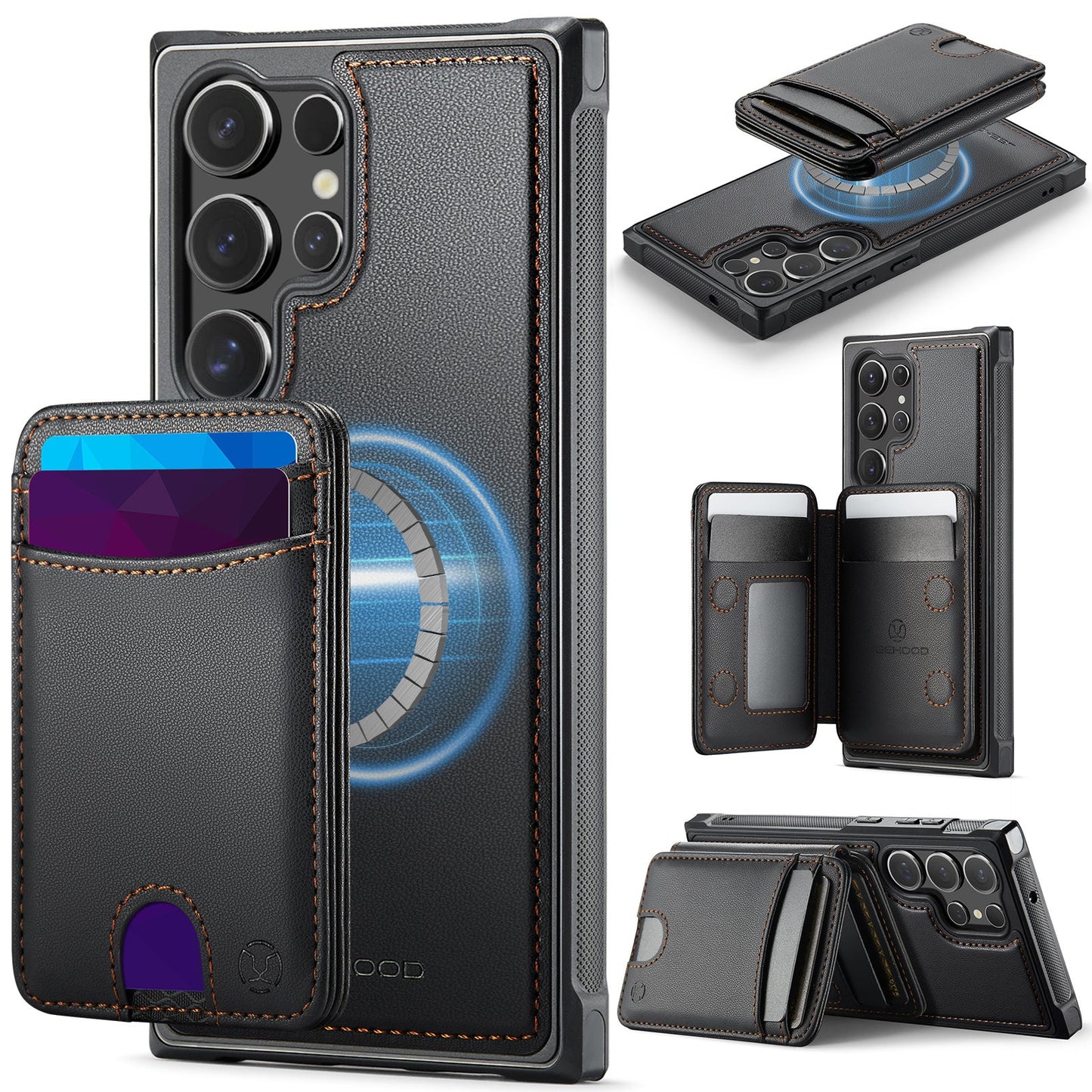 New 2-in-1 RFID Blocking Card Holder Leather Phone Case for Samsung Galaxy S23 Ultra