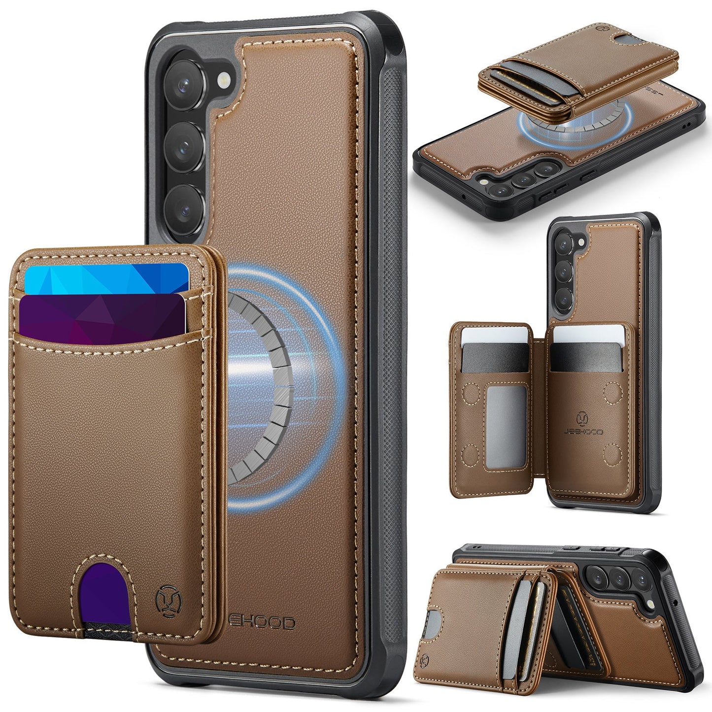 New 2-in-1 RFID Blocking Card Holder Leather Phone Case for Samsung Galaxy S23+