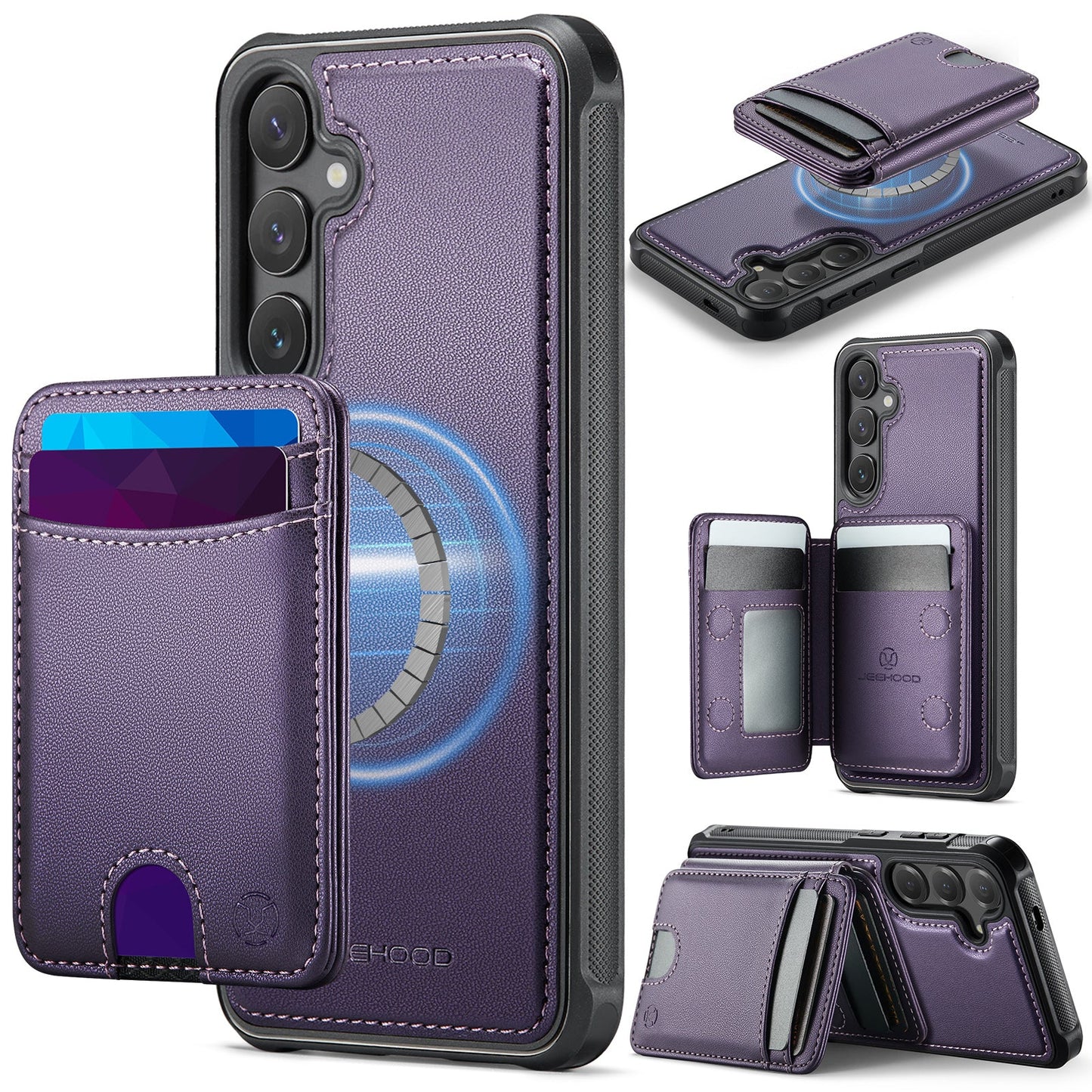 New 2-in-1 RFID Blocking Card Holder Leather Phone Case for Samsung Galaxy S24+