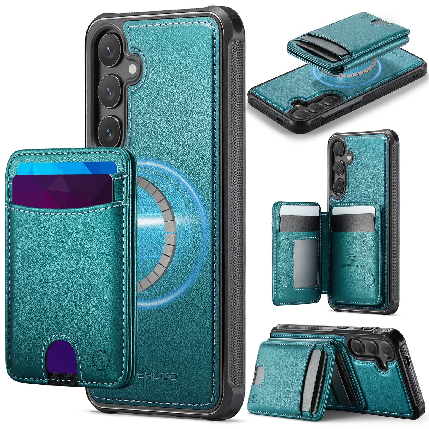 New 2-in-1 RFID Blocking Card Holder Leather Phone Case for Samsung Galaxy S24 FE