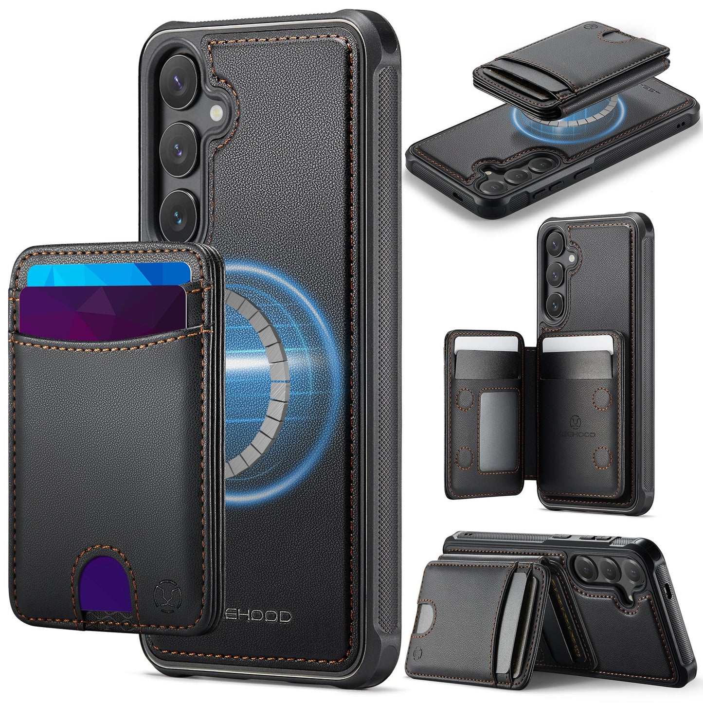 New 2-in-1 RFID Blocking Card Holder Leather Phone Case for Samsung Galaxy S25